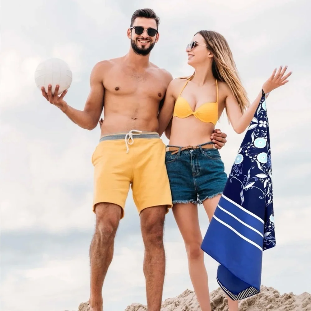 Beach Towel - Blue Flower (78x35 inches)